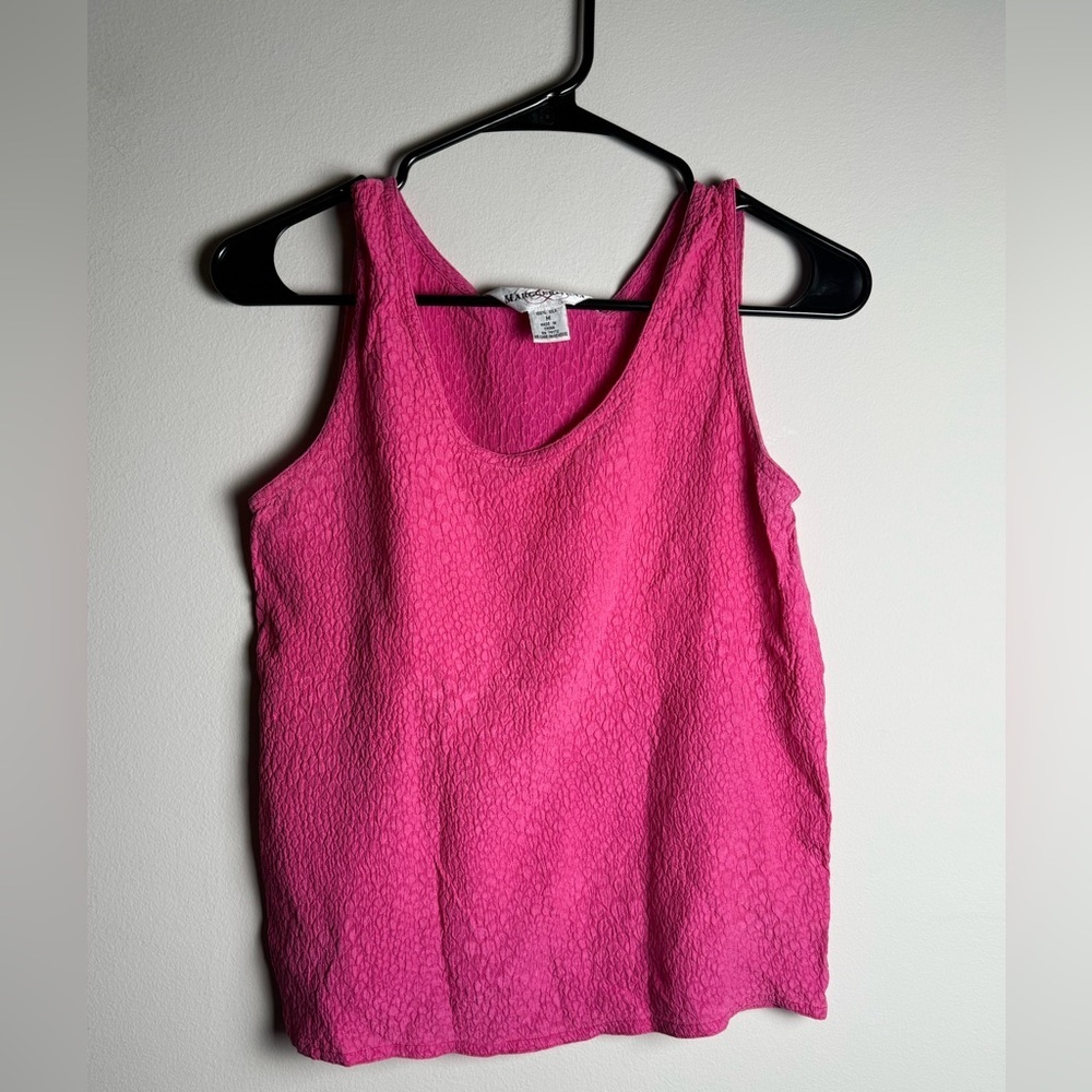 Marquerte Vibrant Pink Relaxed Tank Top with Textured Fabric
